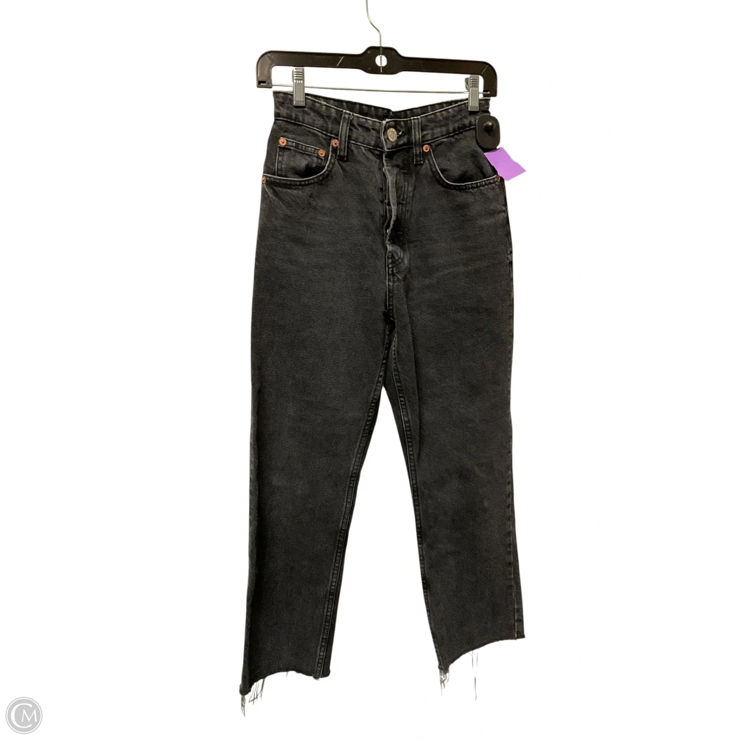 Jeans Straight By Zara In Black Denim, Size: 4