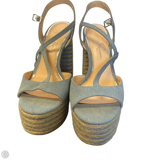 Sandals Heels Platform By Jessica Simpson In Blue, Size: 9