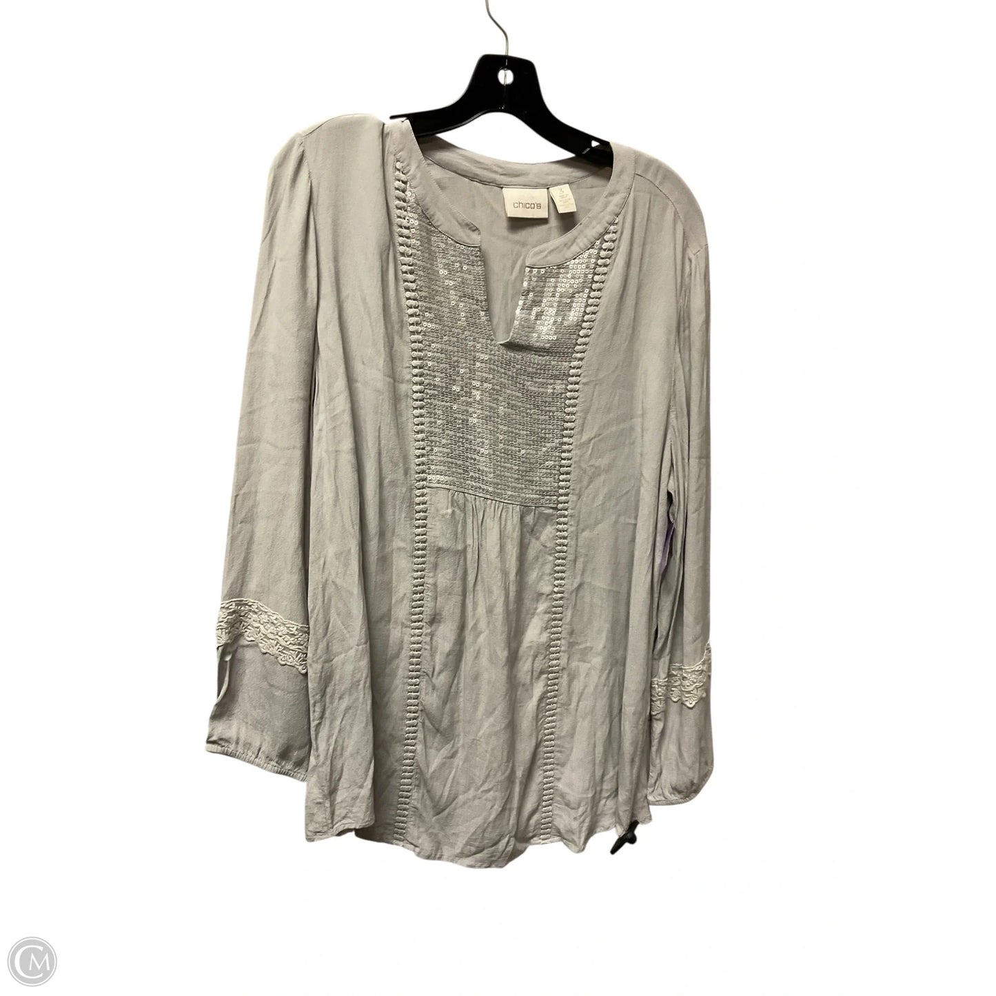 Top Long Sleeve By Chicos In Grey, Size: L