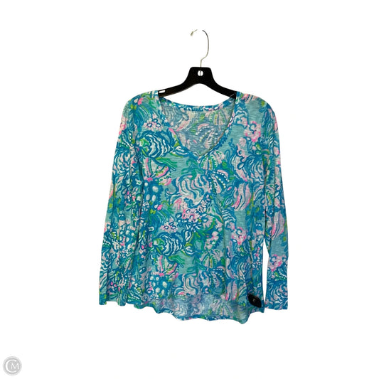 Top Long Sleeve Designer By Lilly Pulitzer In Blue, Size: S