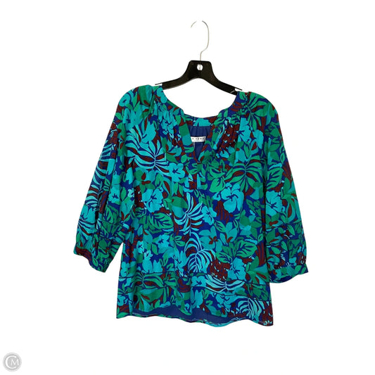Top Long Sleeve By Trina Turk In Blue & Green, Size: S