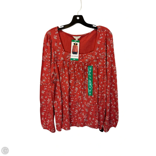 Top Long Sleeve By Lucky Brand In Orange, Size: Xl