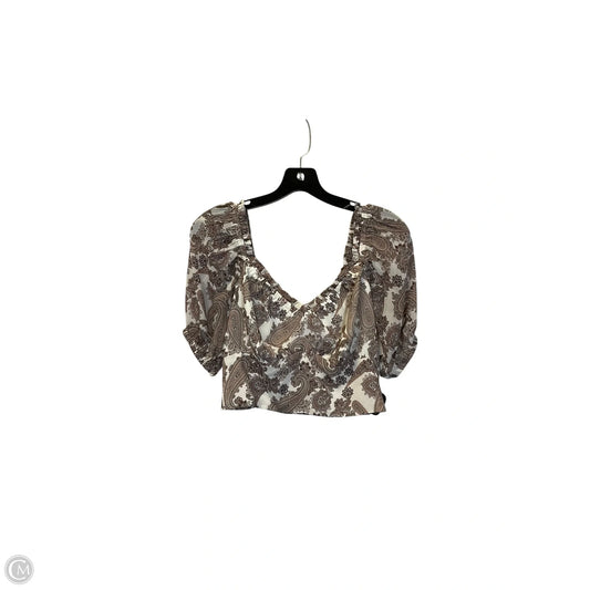 Top Short Sleeve By Express In Tan, Size: S