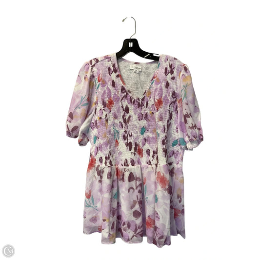 Top Short Sleeve By Chicsoul In Purple, Size: 3x