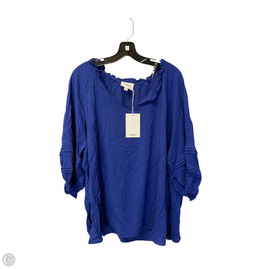 Top 3/4 Sleeve By Andree By Unit In Blue, Size: 2x