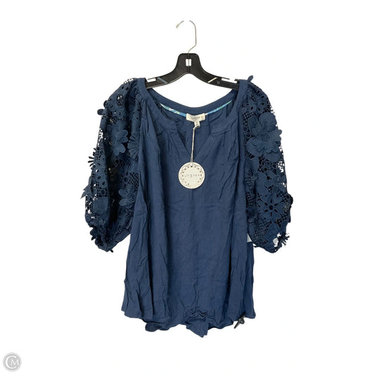 Top 3/4 Sleeve By Umgee In Blue, Size: 2x