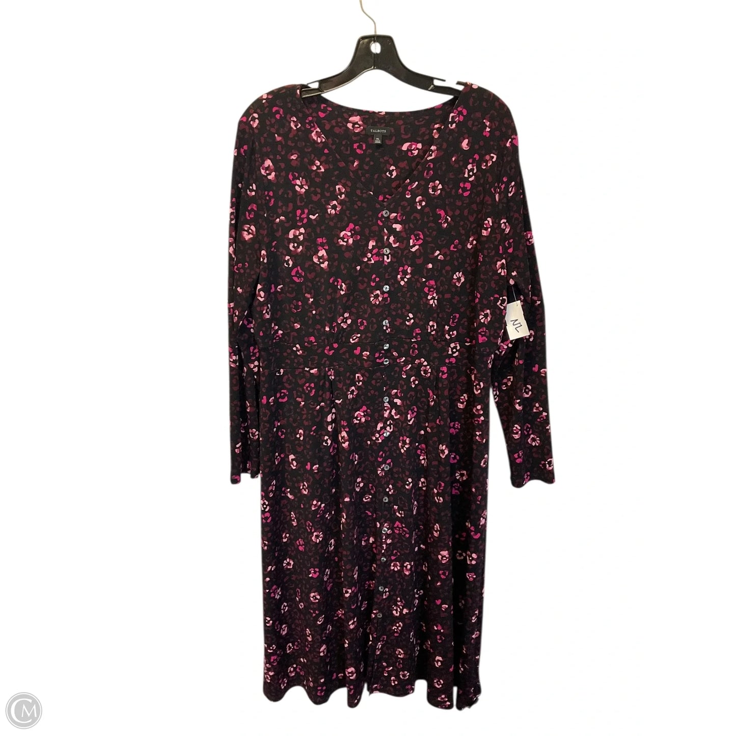 Dress Casual Midi By Talbots In Black & Pink, Size: Xl