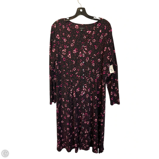 Dress Casual Midi By Talbots In Black & Pink, Size: Xl