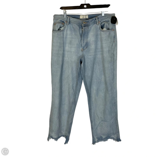 Jeans Cropped By Free People In Blue Denim, Size: 10