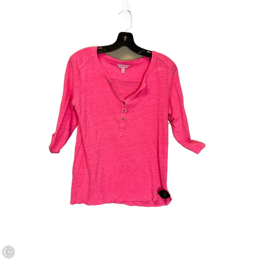 Top 3/4 Sleeve Designer By Lilly Pulitzer In Pink, Size: S