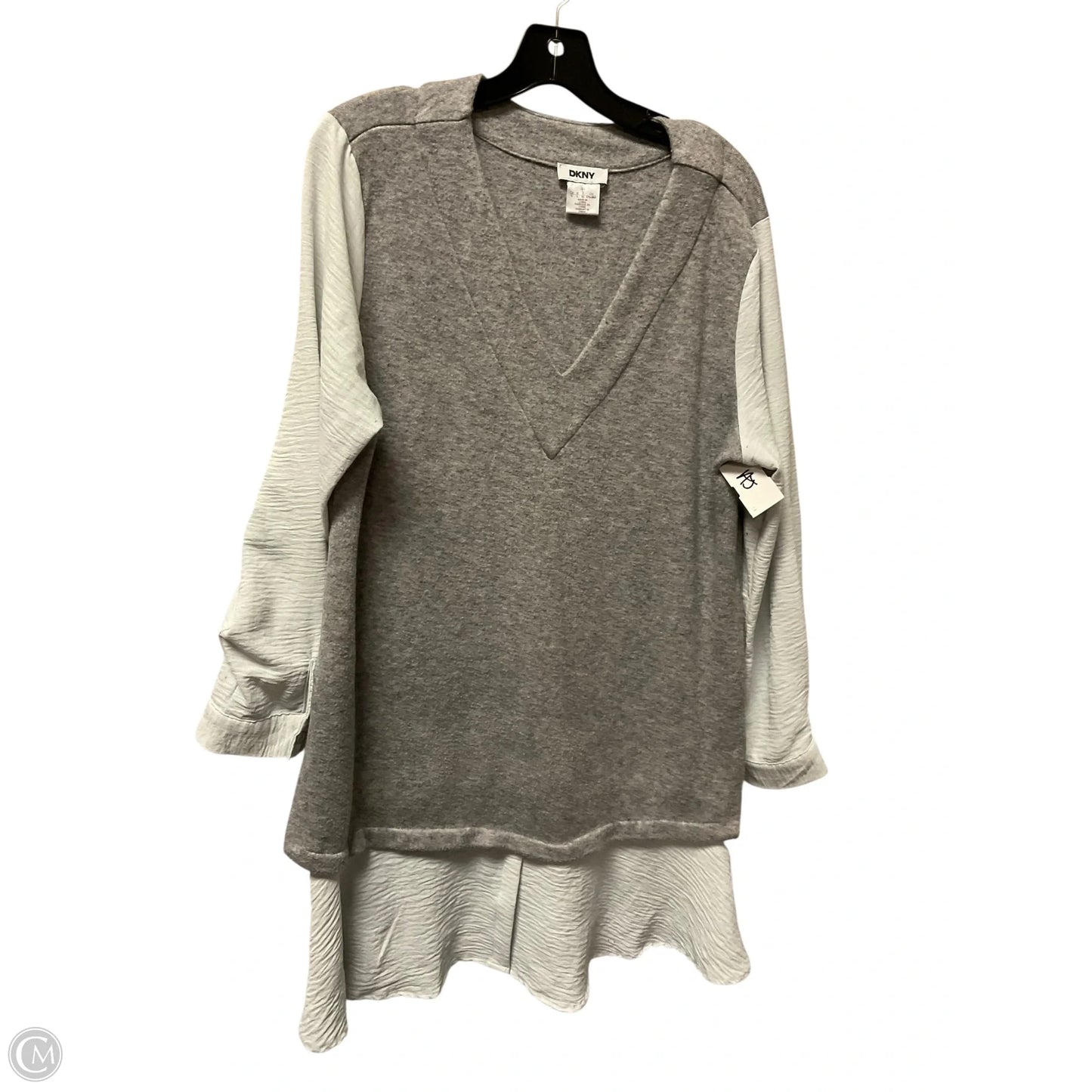 Top Long Sleeve By Dkny In Grey, Size: L