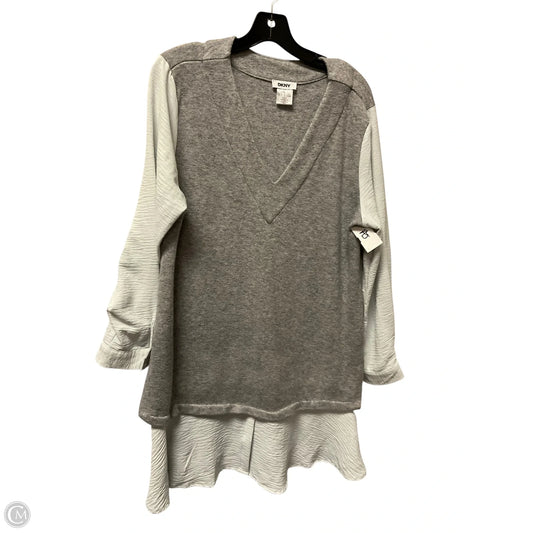 Top Long Sleeve By Dkny In Grey, Size: L