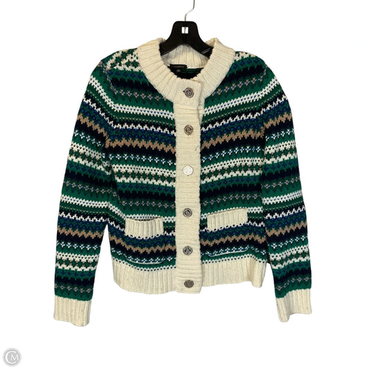 Sweater Cardigan By Talbots In Cream & Green, Size: Xs