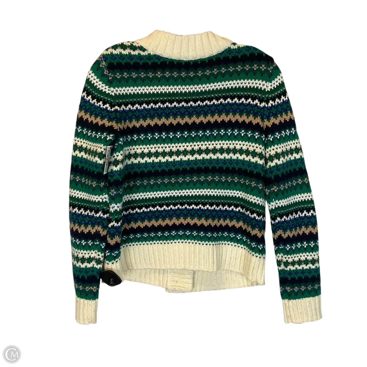 Sweater Cardigan By Talbots In Cream & Green, Size: Xs