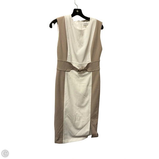 Dress Work By Calvin Klein In Tan & White, Size: 8