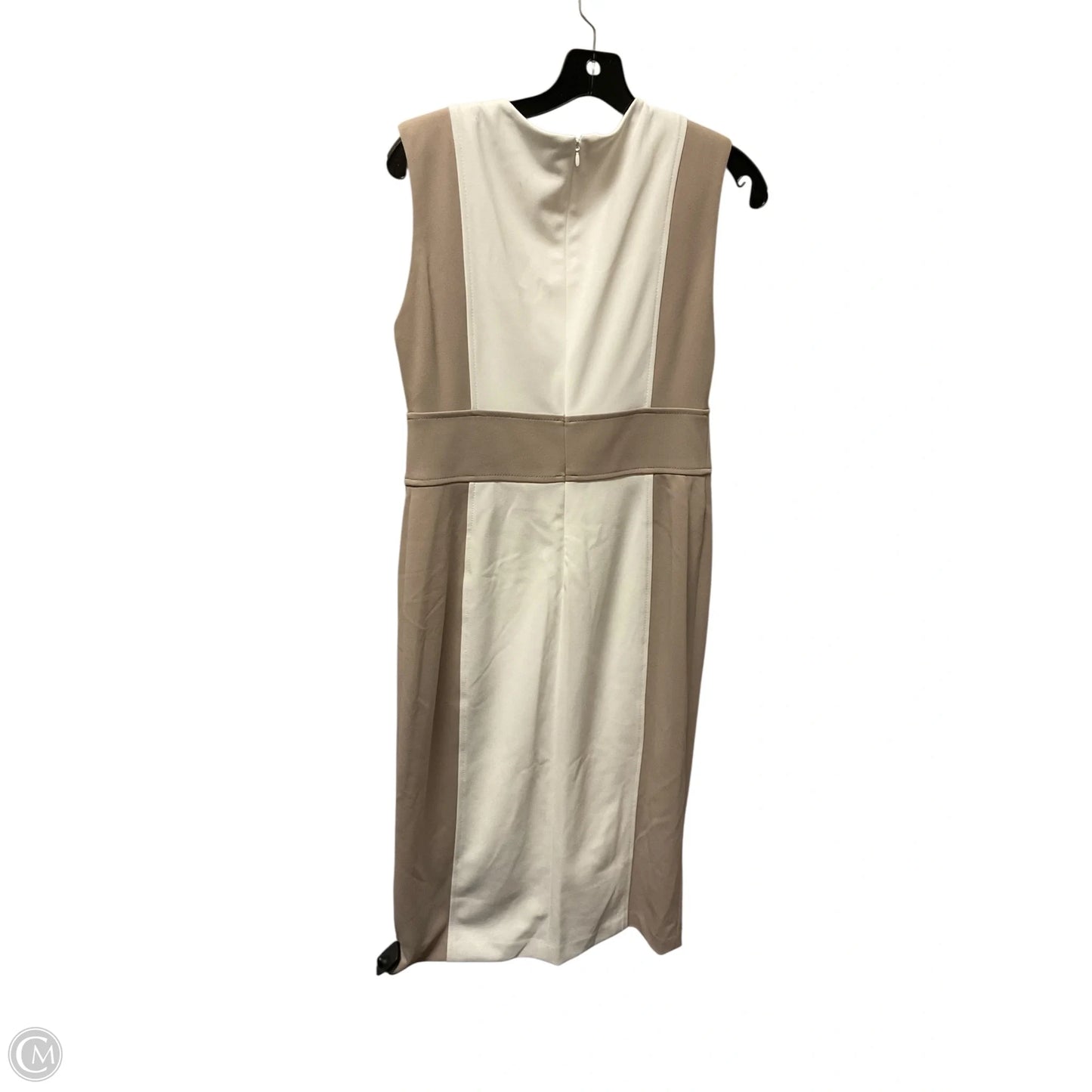 Dress Work By Calvin Klein In Tan & White, Size: 8