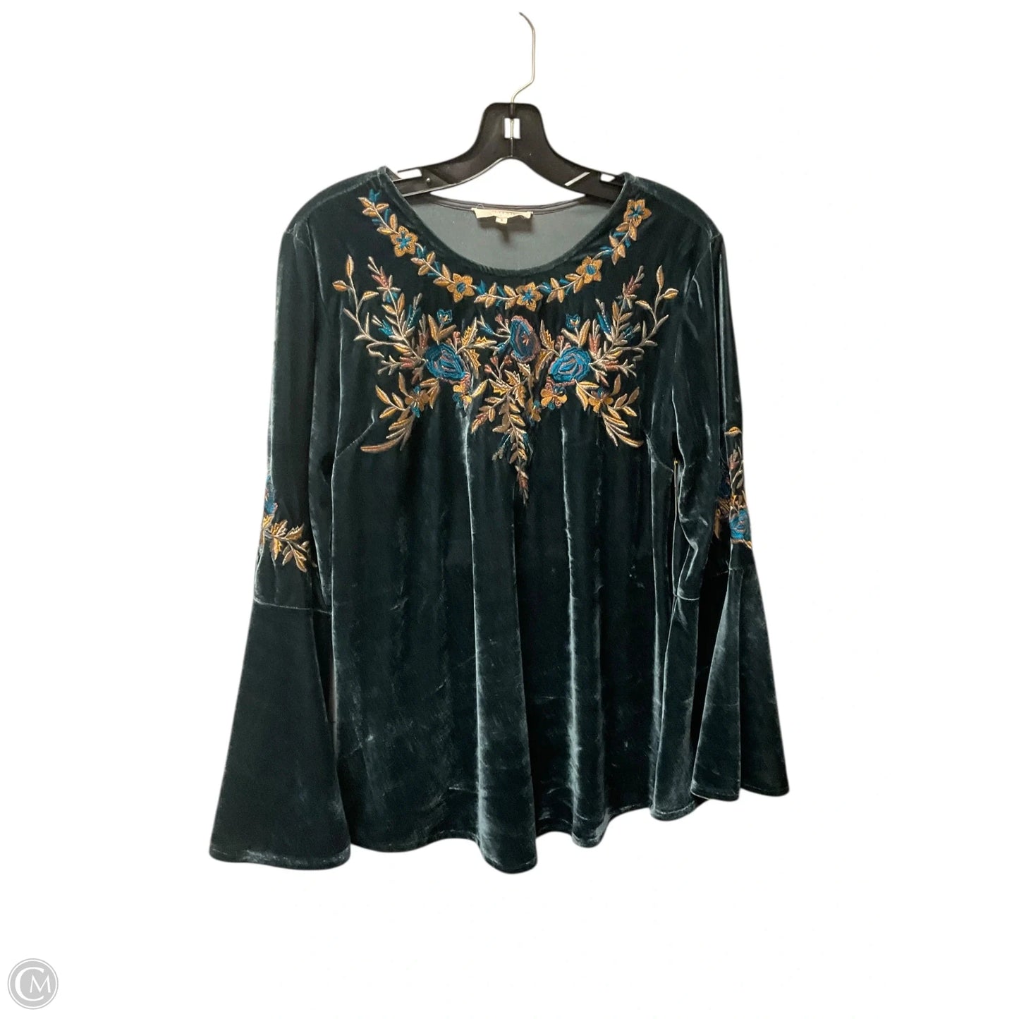 Top Long Sleeve By Solitaire In Blue, Size: S