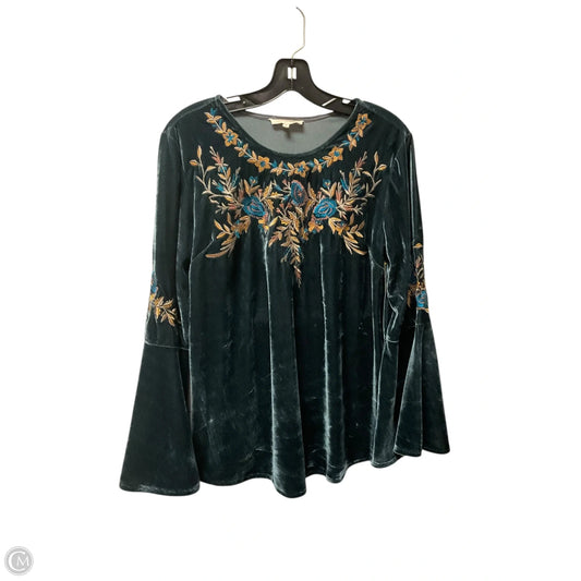 Top Long Sleeve By Solitaire In Blue, Size: S