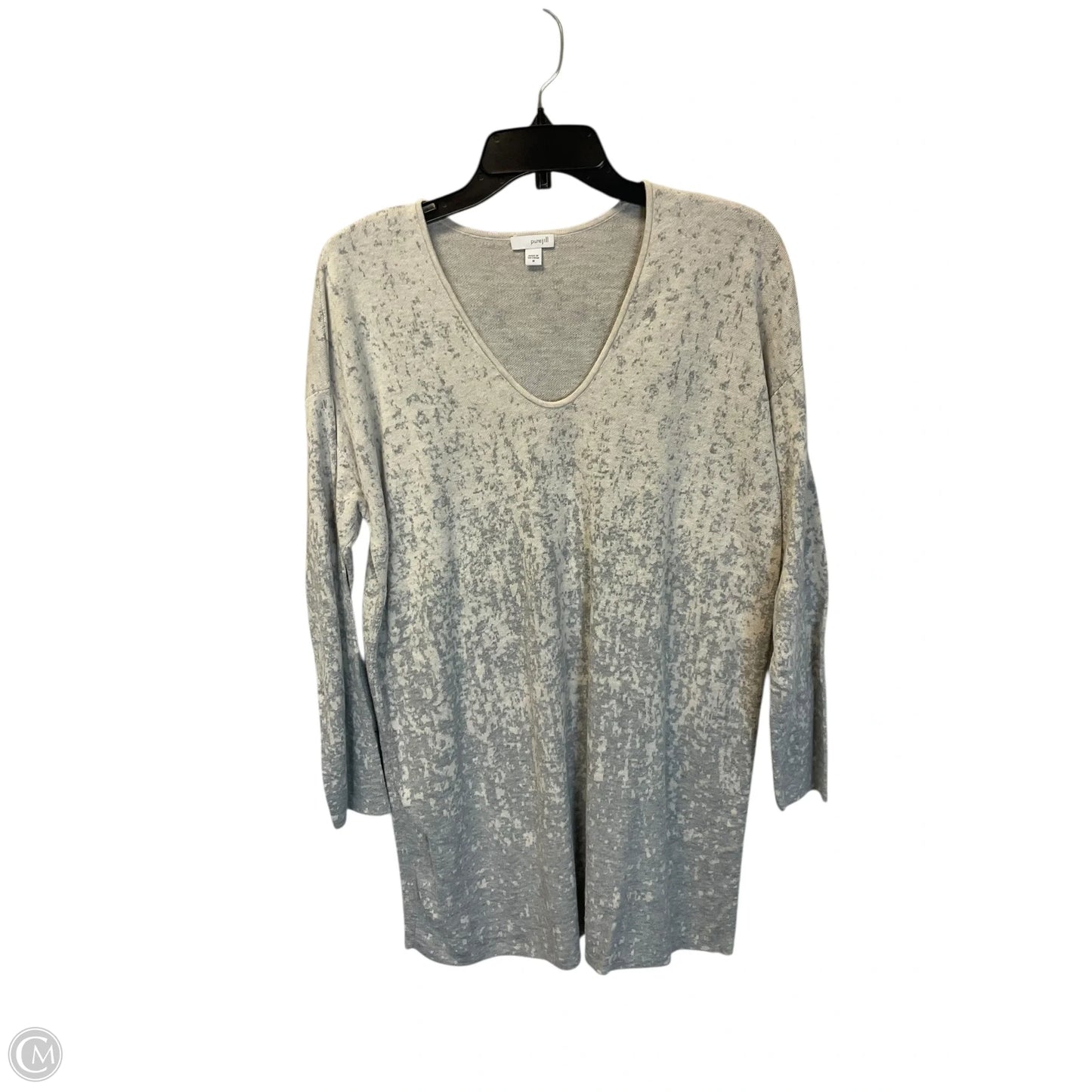 Top Long Sleeve By Pure Jill In Cream & Grey, Size: M