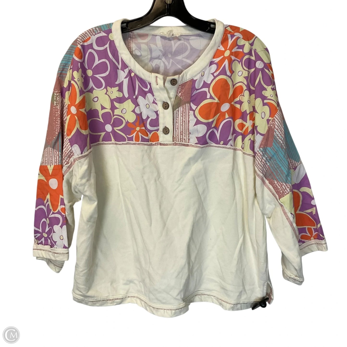 Top 3/4 Sleeve By Easel In Cream, Size: L