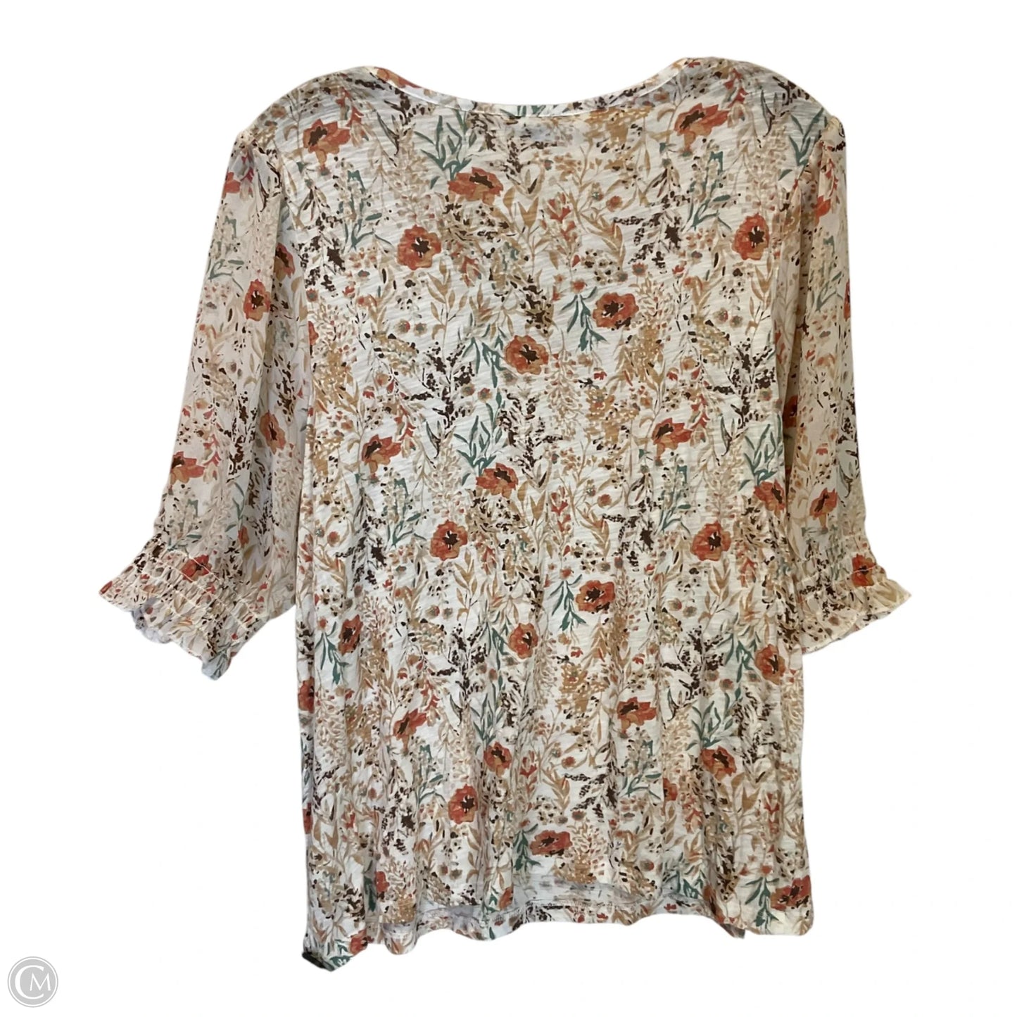 Top Short Sleeve By Lucky Brand In Cream, Size: L
