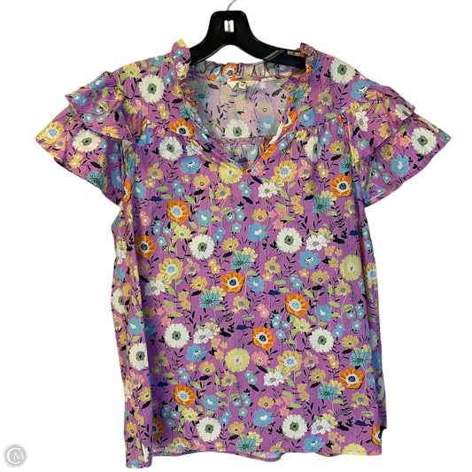 Top Short Sleeve By Entro In Purple, Size: L