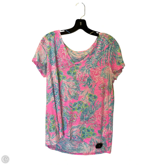 Top Short Sleeve Designer By Lilly Pulitzer In Pink, Size: L