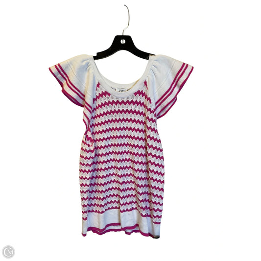 Top Sleeveless By Crown And Ivy In Pink & White, Size: L
