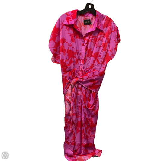 Dress Casual Midi By Clothes Mentor In Pink & Red, Size: L