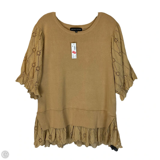 Top Short Sleeve By English Factory In Tan, Size: 2x