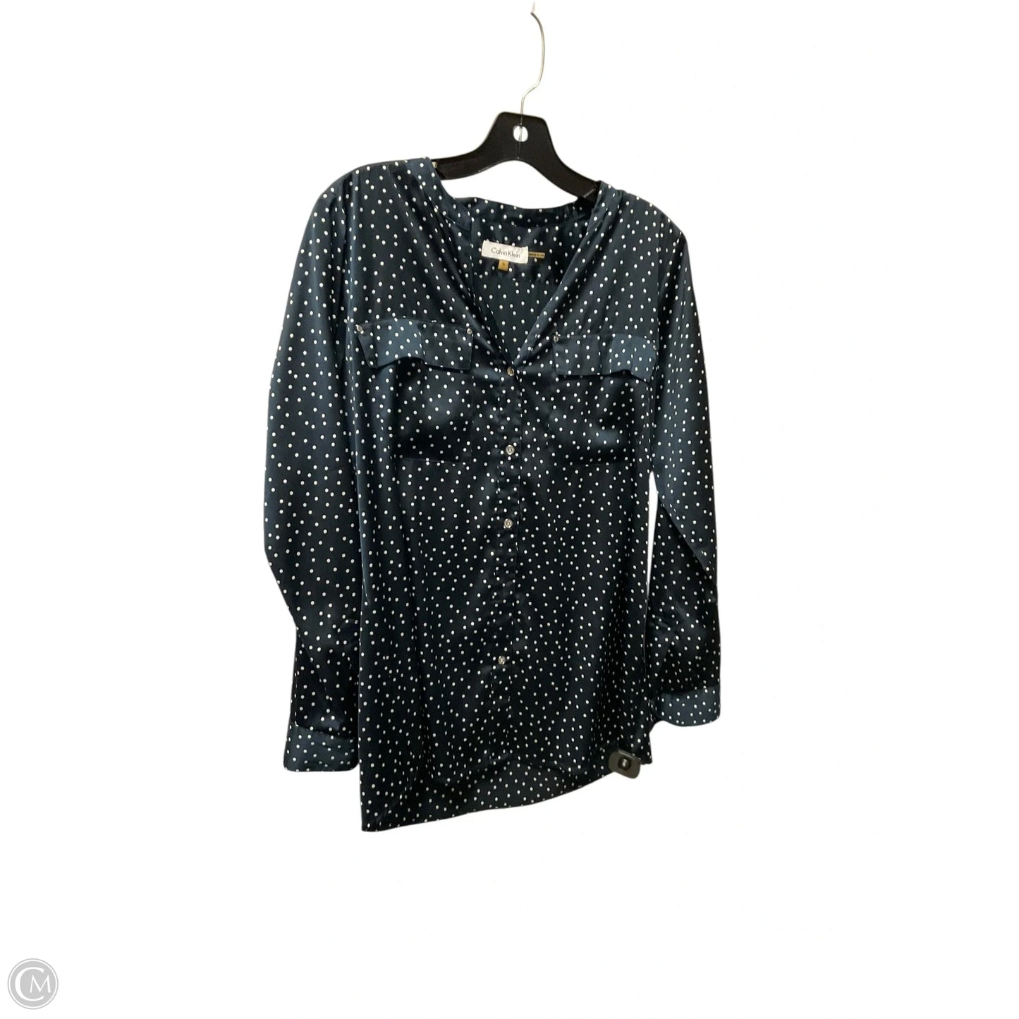Top Long Sleeve By Calvin Klein In Polkadot Pattern, Size: S