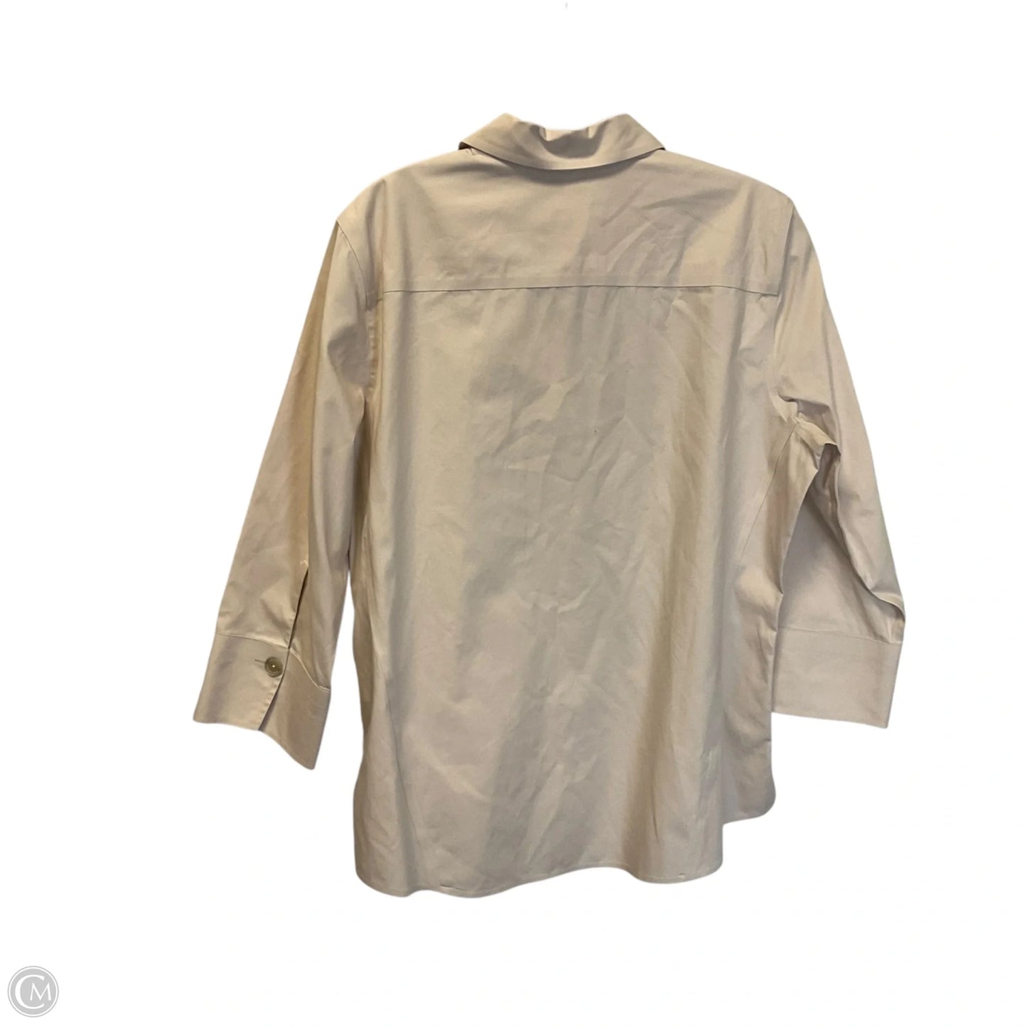 Top Long Sleeve By Foxcroft In Beige, Size: L