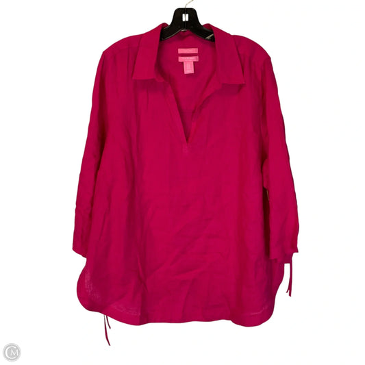 Top 3/4 Sleeve By Isaac Mizrahi In Pink, Size: 1x