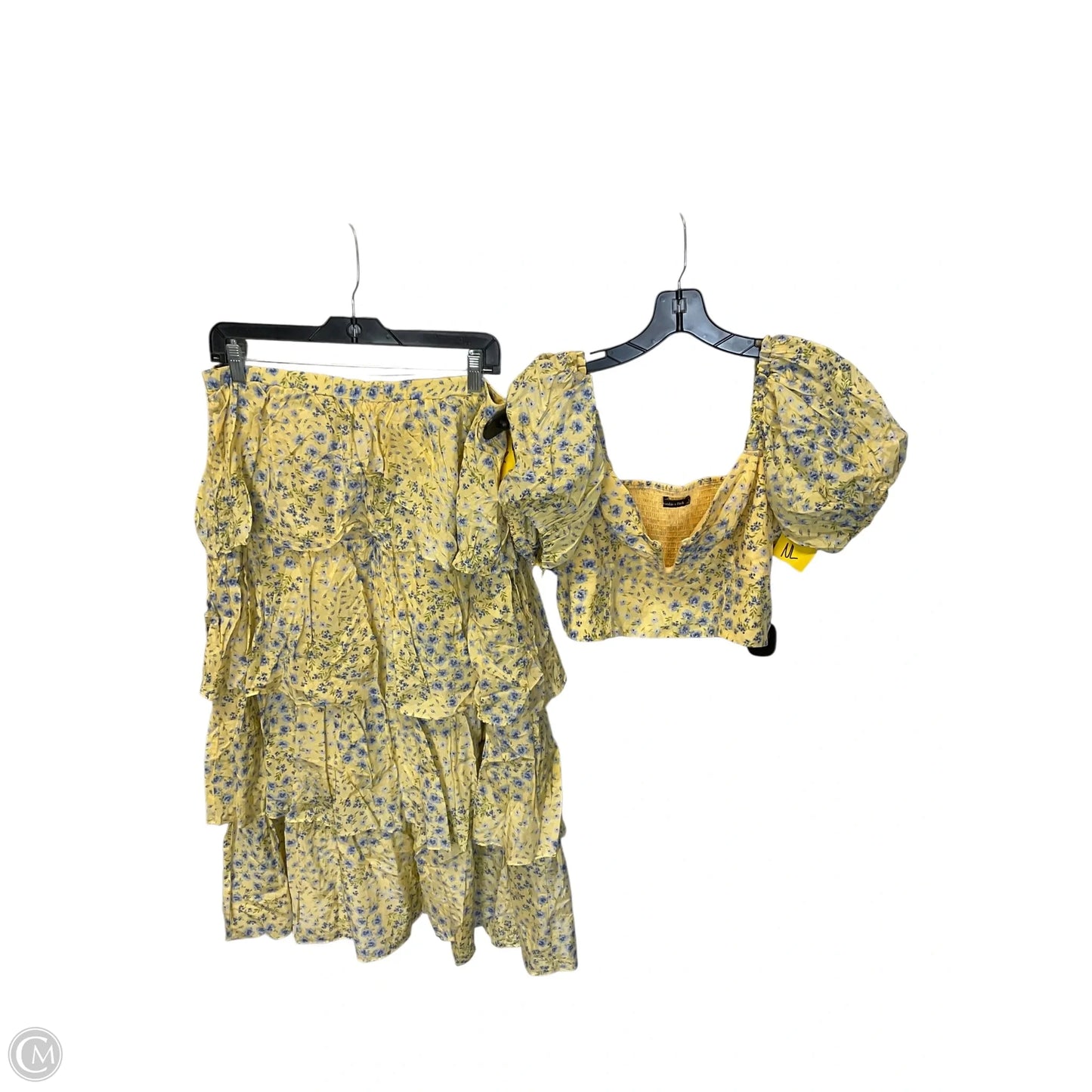 Skirt Set 2pc By Abercrombie And Fitch In Blue & Yellow, Size: L