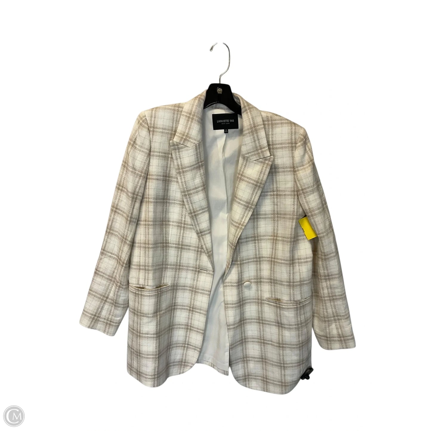 Blazer Designer By Lafayette 148 In Cream, Size: L