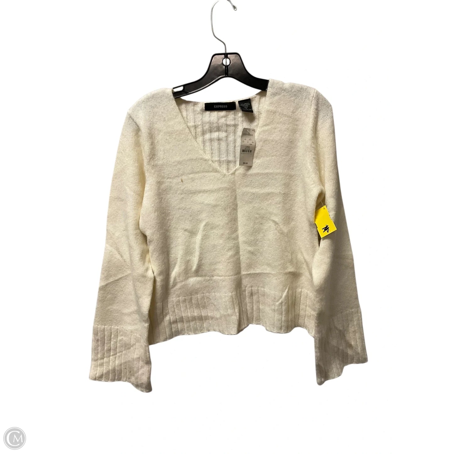Sweater By Express In Cream, Size: L