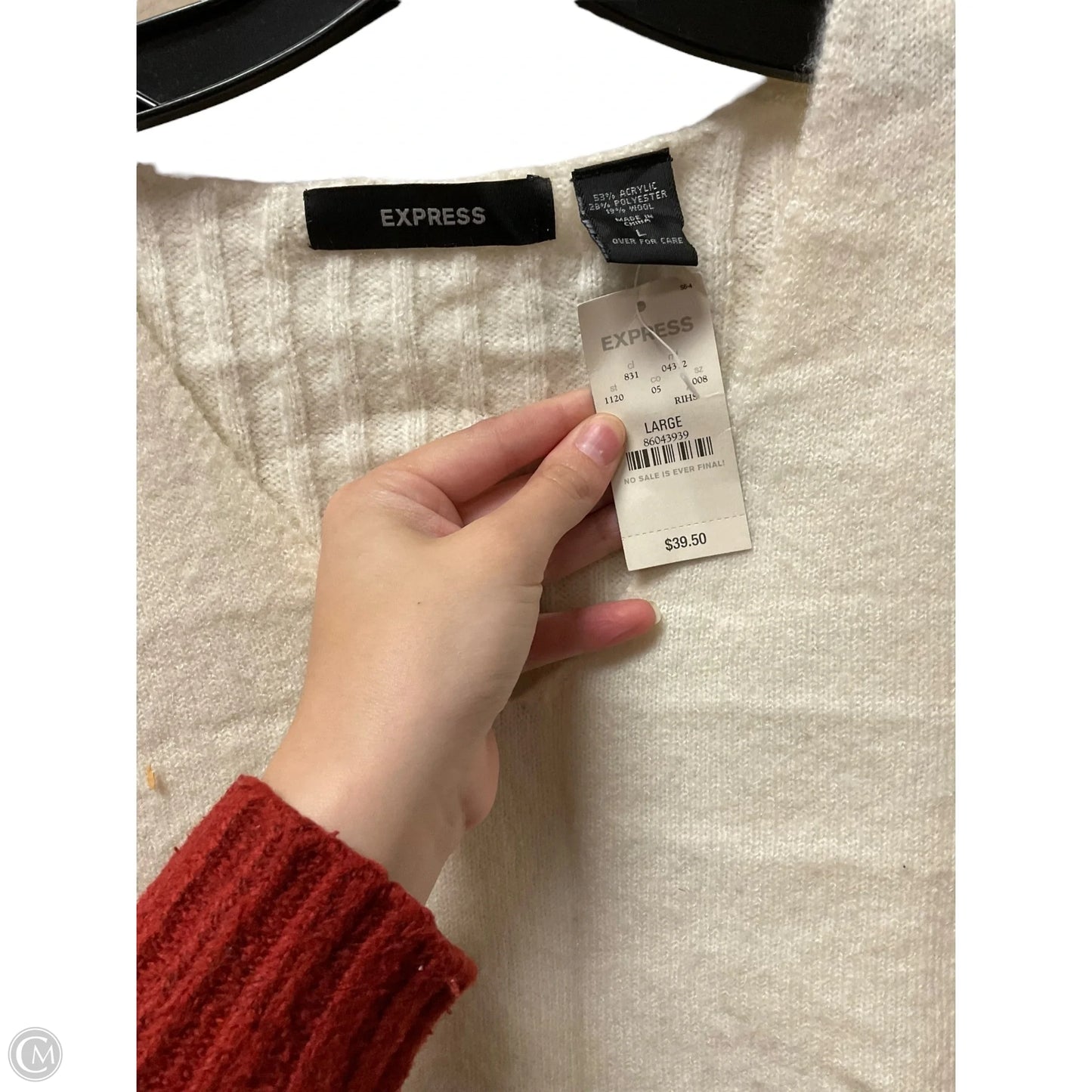 Sweater By Express In Cream, Size: L