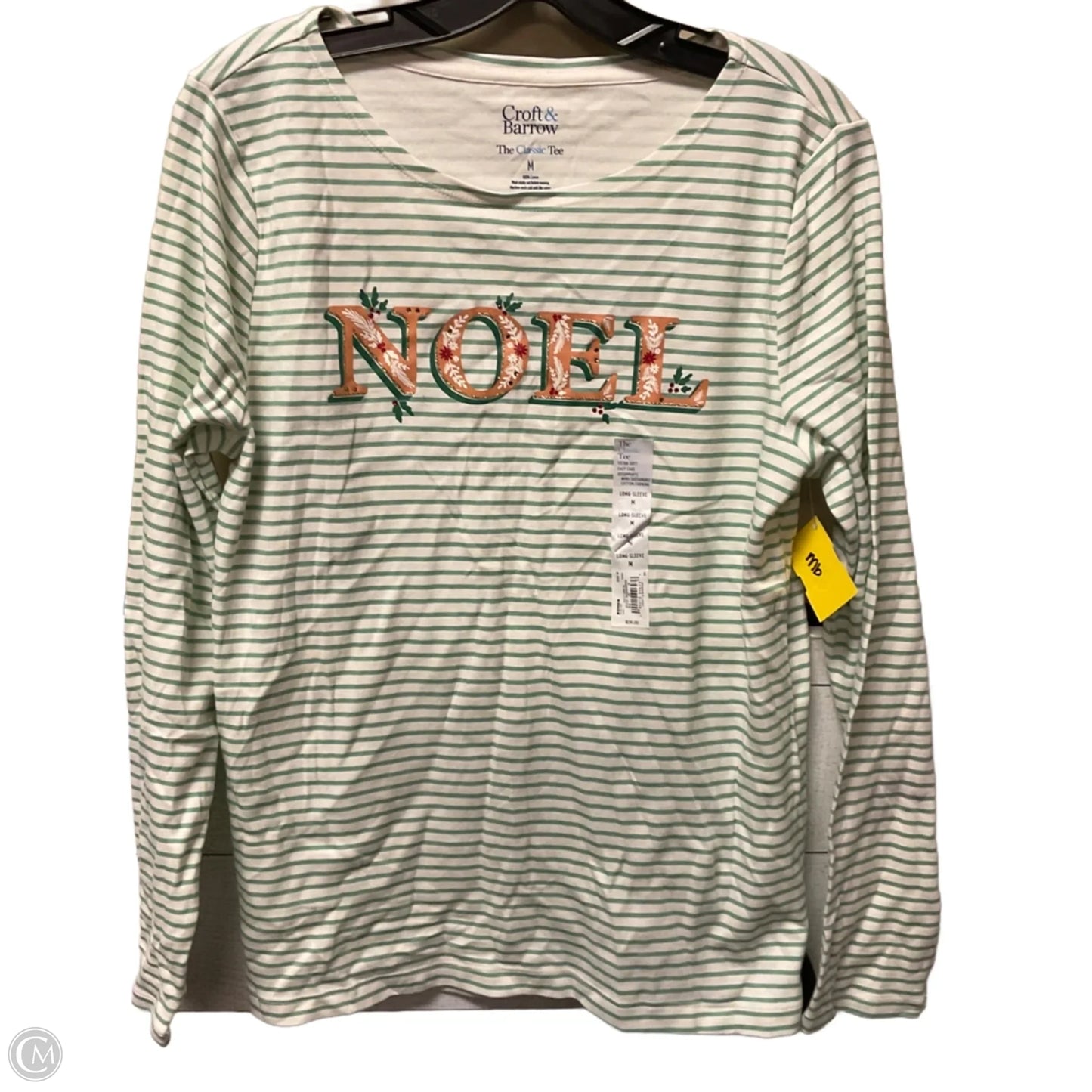 Top Long Sleeve By Croft And Barrow In Striped Pattern, Size: M