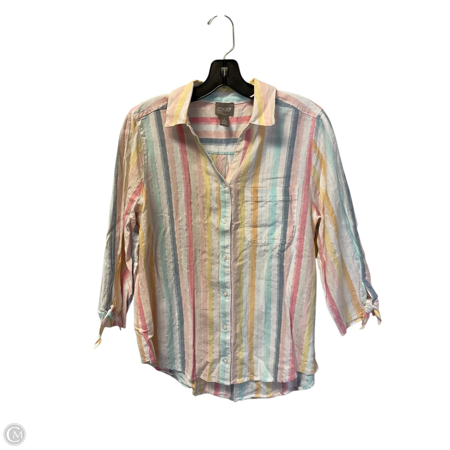 Top Long Sleeve By Chicos In Multi-colored, Size: S