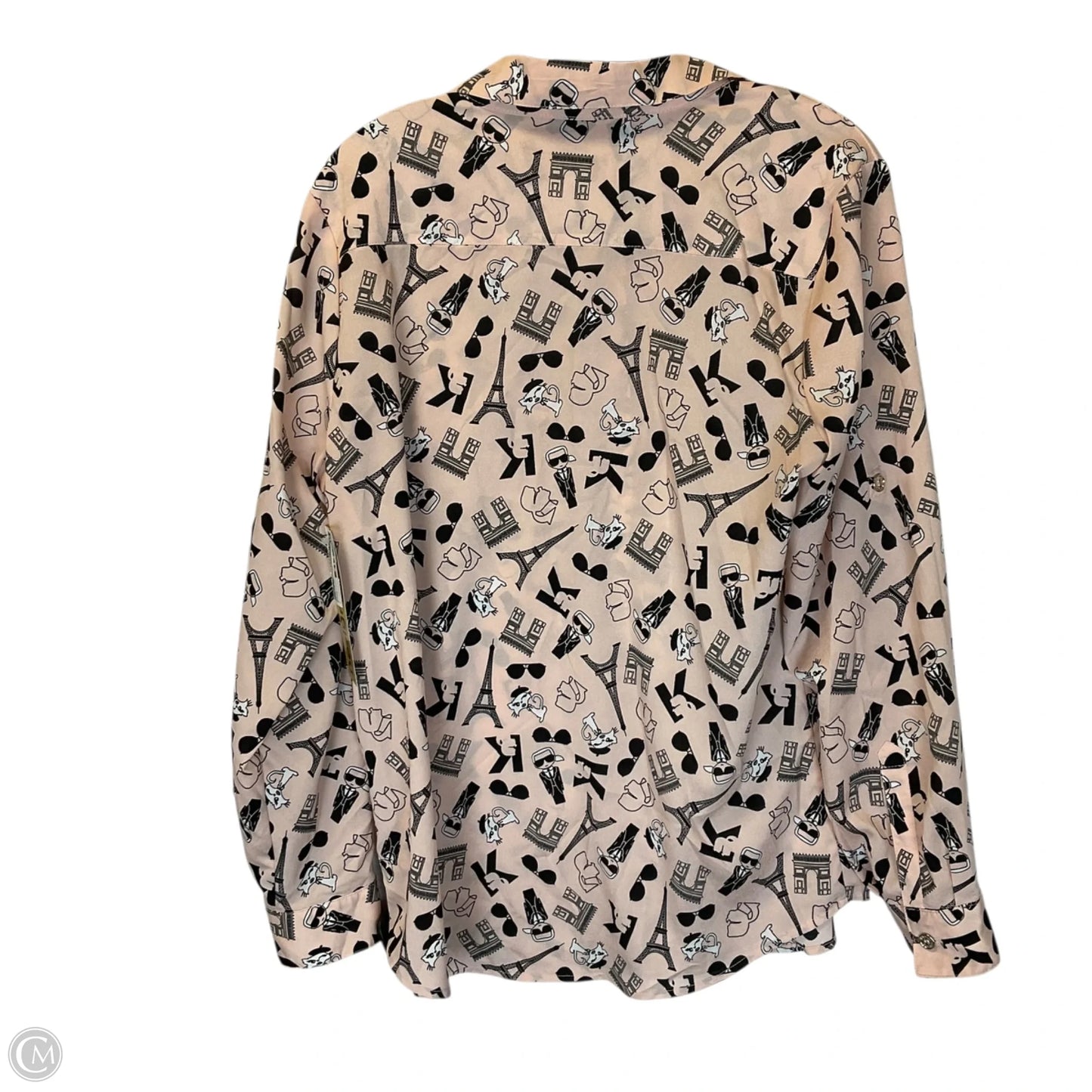 Top Long Sleeve Designer By Karl Lagerfeld In Pink, Size: L