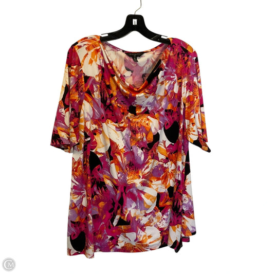 Top 3/4 Sleeve By Investments In Pink, Size: 1x