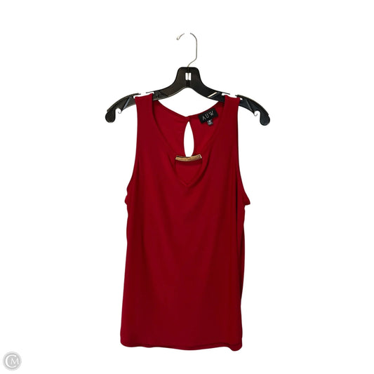 Top Sleeveless By Auw In Red, Size: M