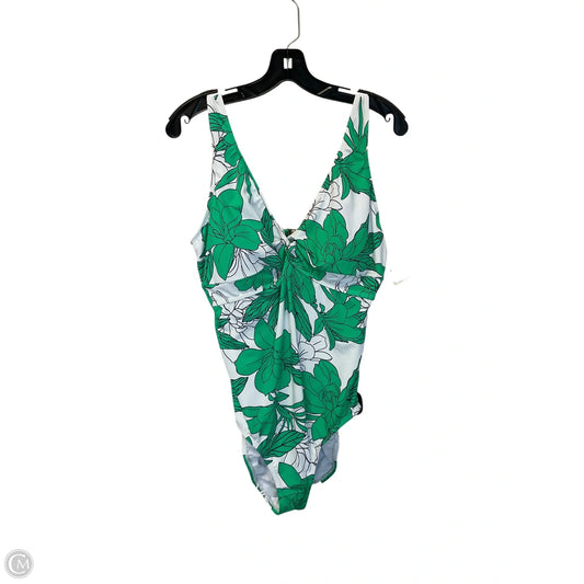 Swimsuit By Liz Claiborne In Green & White, Size: 14