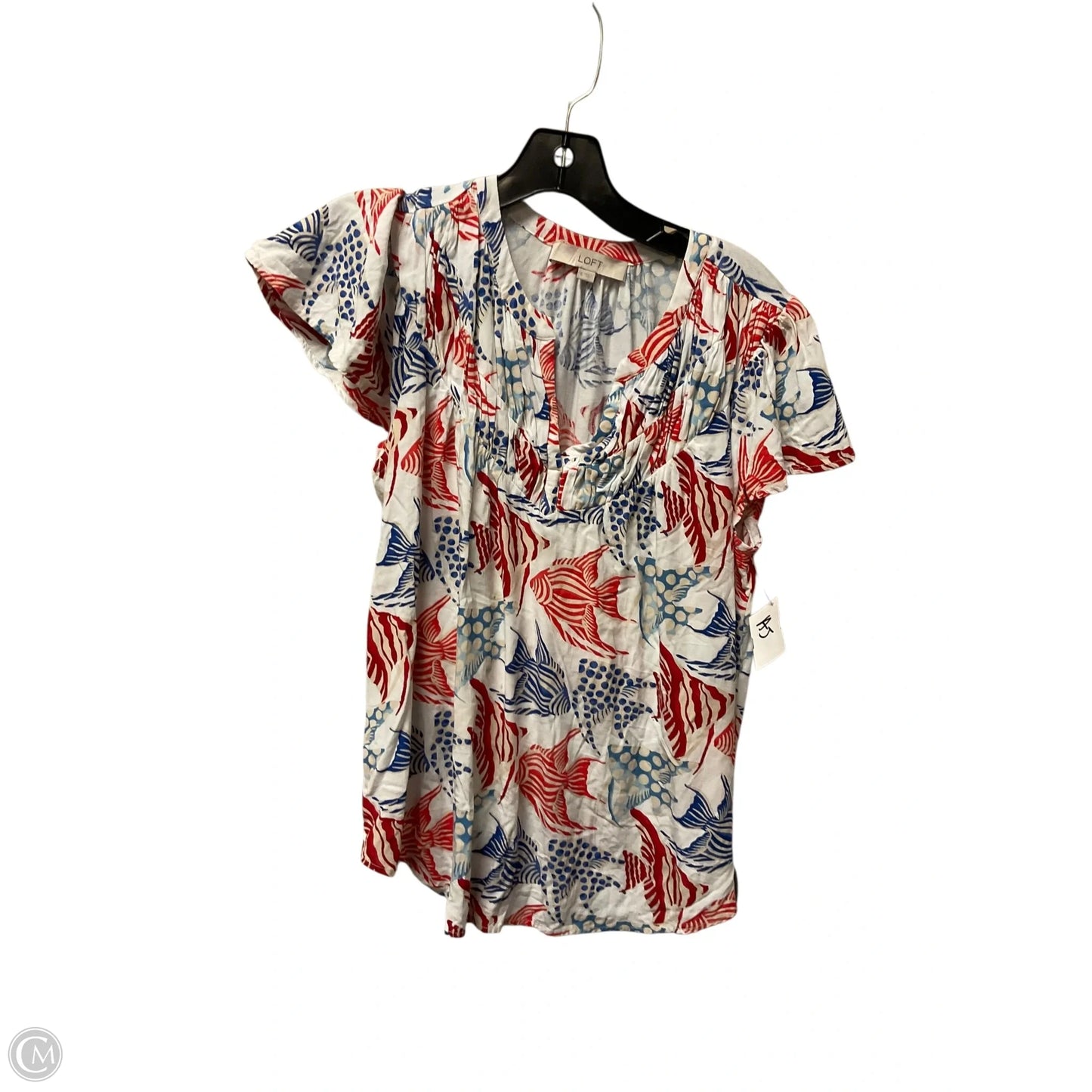 Top Short Sleeve By Loft In Red & White, Size: S