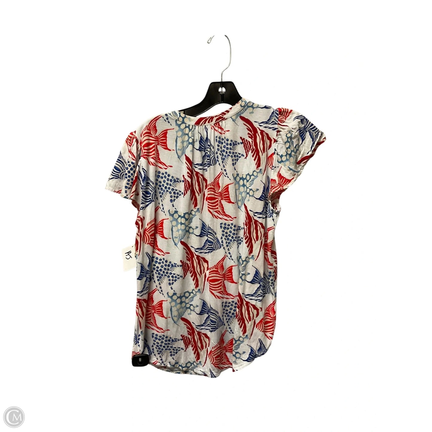 Top Short Sleeve By Loft In Red & White, Size: S