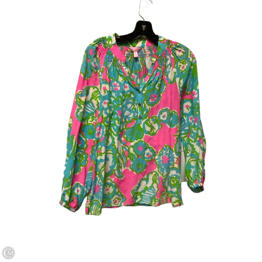 Top Long Sleeve Designer By Lilly Pulitzer In Blue & Green, Size: Xs