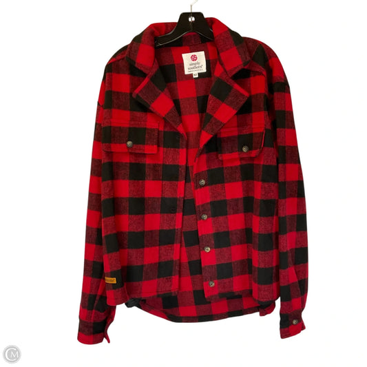 Jacket Fleece By Simply Southern In Plaid Pattern, Size: M