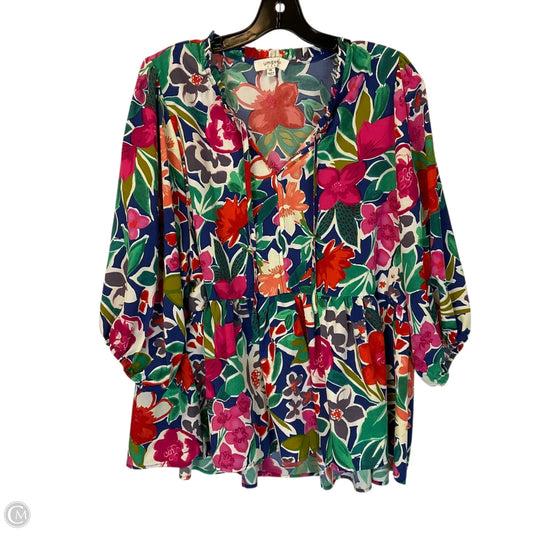 Top 3/4 Sleeve By Umgee In Multi-colored, Size: 1x