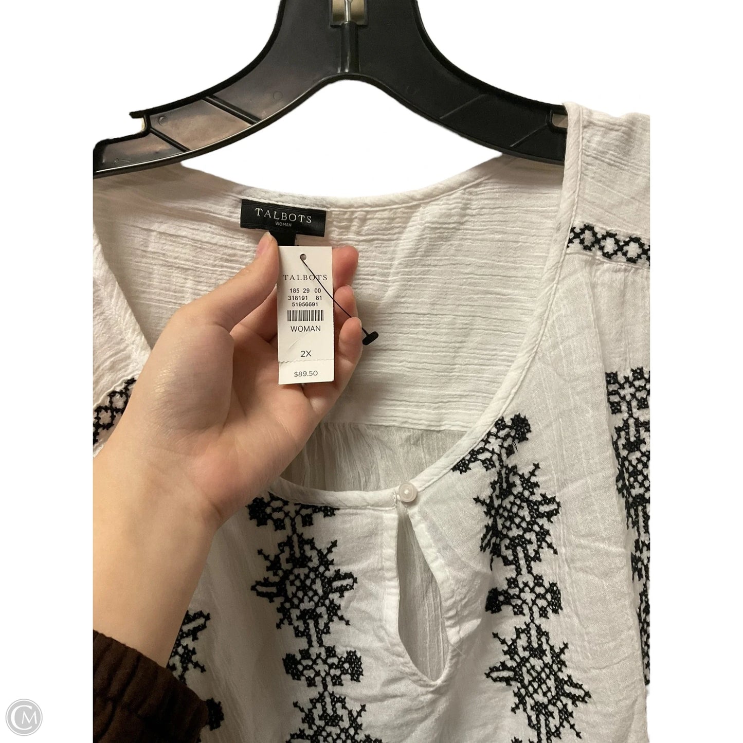 Top Long Sleeve By Talbots In White, Size: 2x