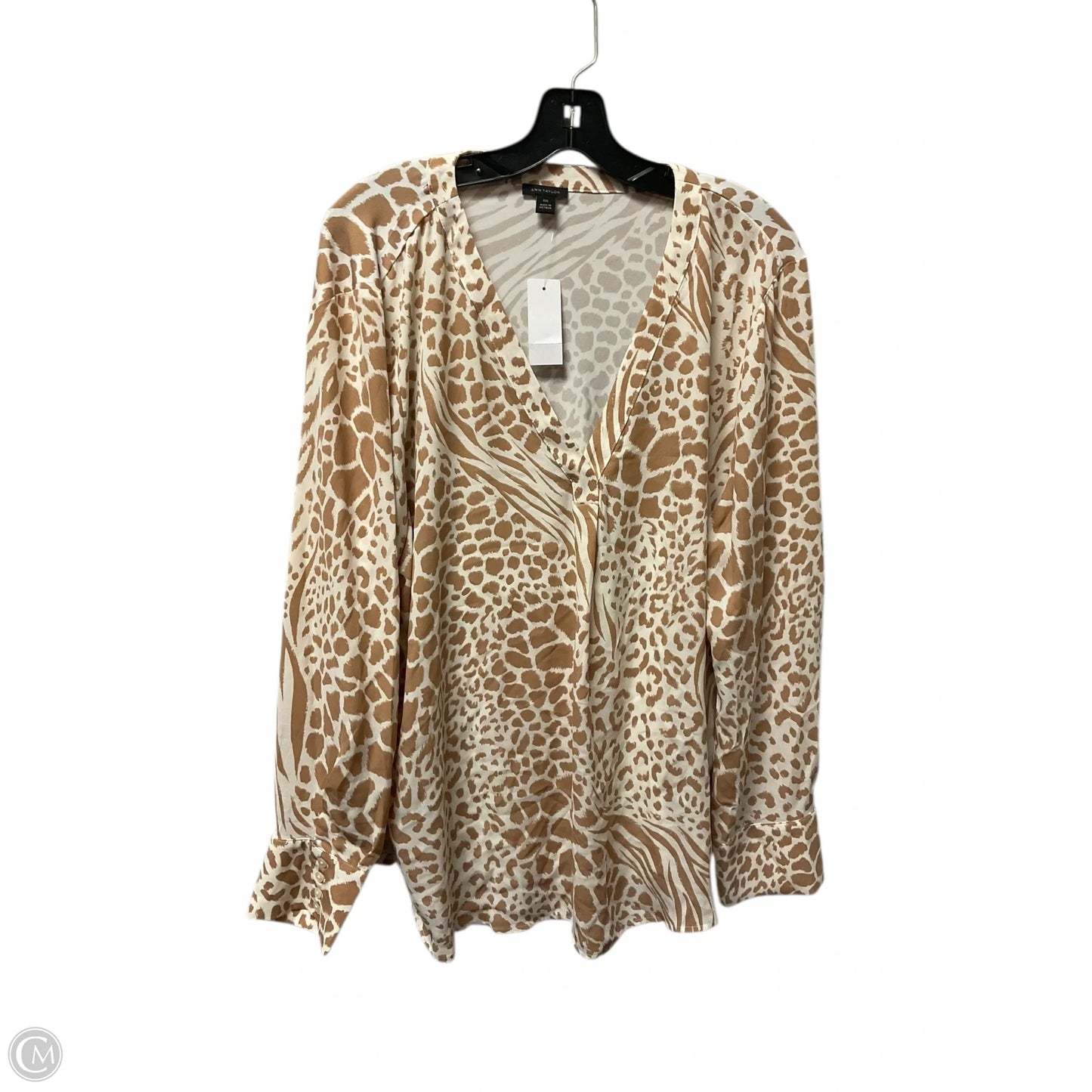 Top Long Sleeve By Ann Taylor In Tan, Size: Xxl